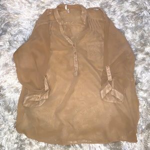 Tan see through (sheer) blouse
